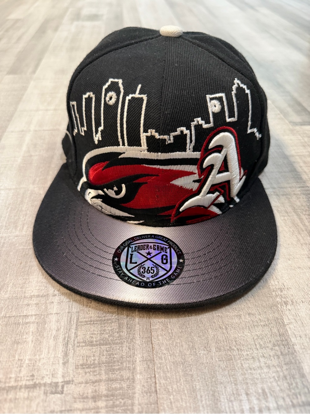 Atlanta Hawks Snapback Hat Black Red Skyline Embroidered Flat Bill Adjustable